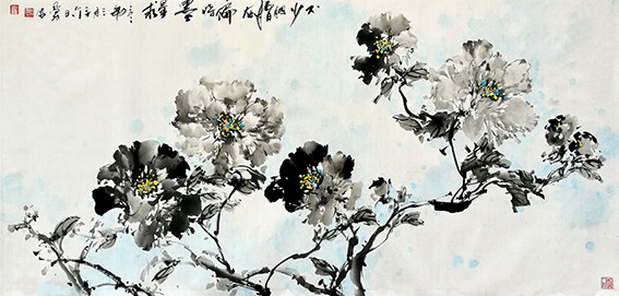 谷凤羽作品《墨语》  规格： 69×138cm